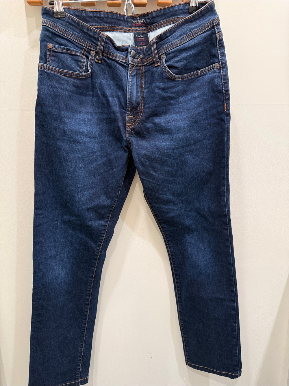 Hackett Men’s Dark Blue Denim Jeans with Contrast Stitching